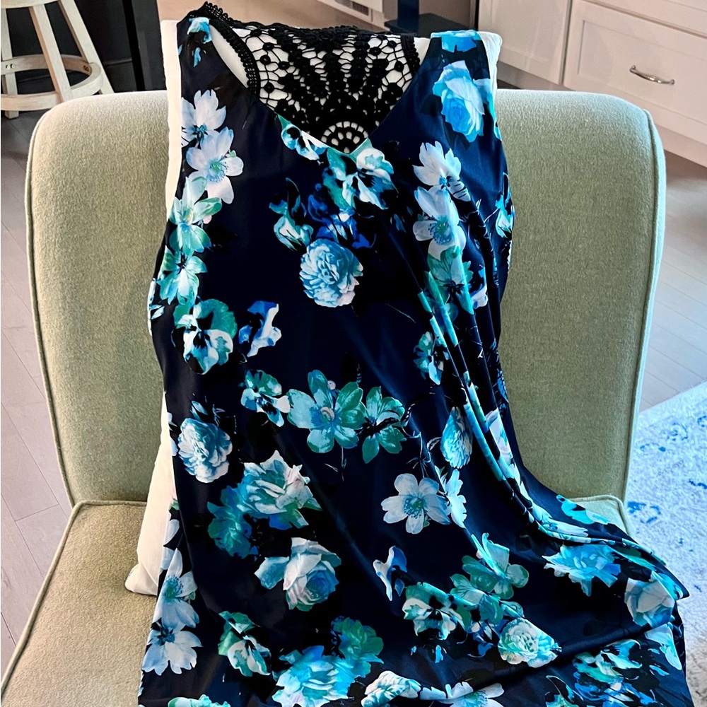 Lane Bryant Black Maxi Dress with Blue & Teal Floral Print